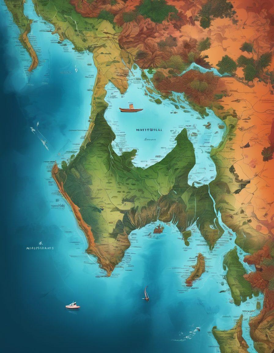 An intricate map design intertwining Indonesia's archipelago with subtle imagery representing various facets of adult content, such as cultural symbols and digital elements. Lush tropical landscapes border the edges, depicting both the serene beauty and complexity of societal views on adult content. Warm, inviting colors convey both indulgence and tradition, while modern icons hint at digital connections. artistic illustration. vibrant colors. 3D elements.